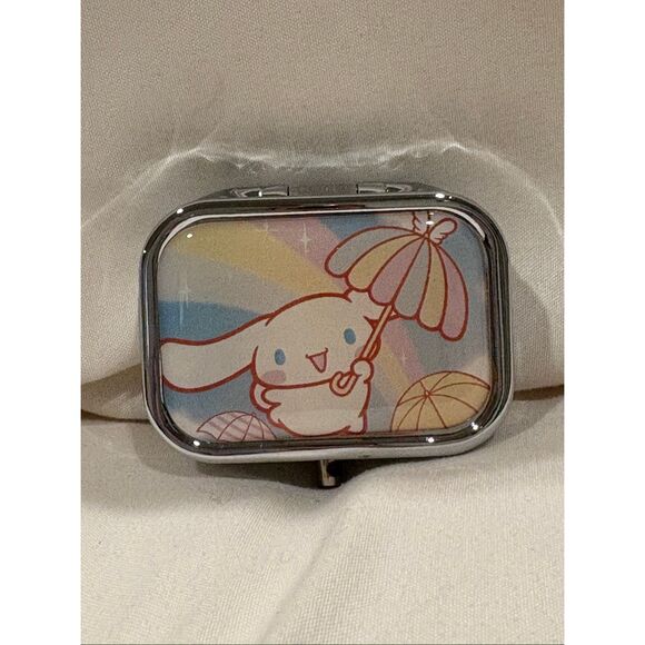 Cinnamoroll Rainbow Umbrella Travel Pill Box 2 Compartment Meds Pill Case NEW - Picture 1 of 8